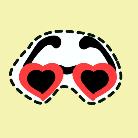 Heart-shaped sunglasses icon isolated on yellow background.のイラスト素材