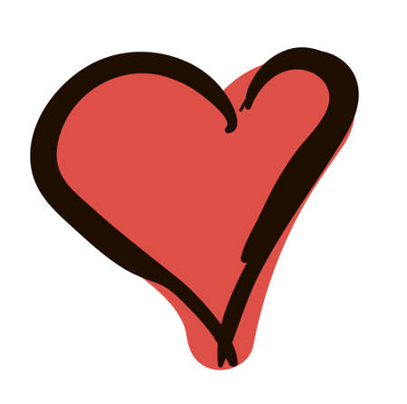 Hand-Drawn red heart. Doodle vector illustration isolated on white backgroundのイラスト素材