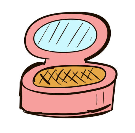 Hand-drawn cosmetics powder. Doodle vector illustrationのイラスト素材