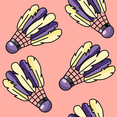 Seamless pattern with colorful shuttlecocks. Badminton vector illustrationのイラスト素材