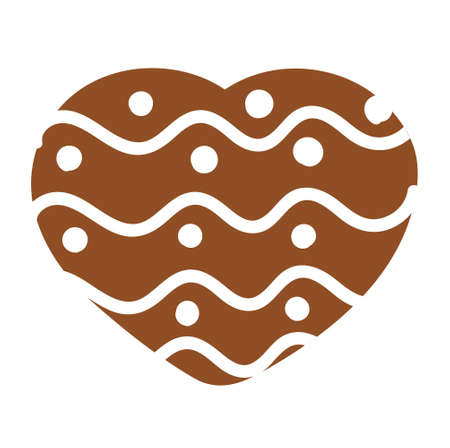 Gingerbread cookie with decoration. Valentine heart shape sweetのイラスト素材