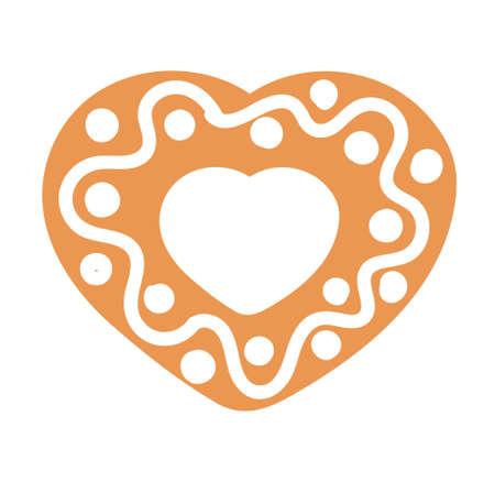 Gingerbread cookie with decoration. Valentine heart shape sweetのイラスト素材