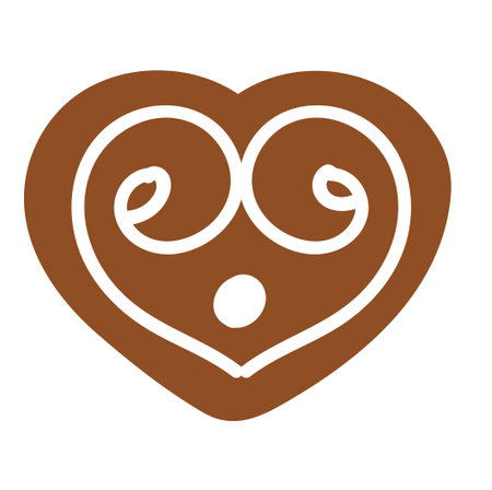 Gingerbread cookie with decoration. Valentine heart shape sweetのイラスト素材