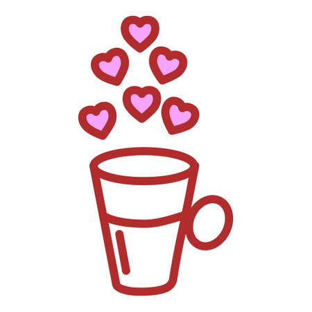 Tea cup with hearts. Valentines day icon. Vector illustrationのイラスト素材