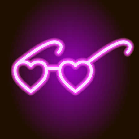 Fashionable neon heart-shaped sunglasses. Valentine icon. Vector illustrationのイラスト素材
