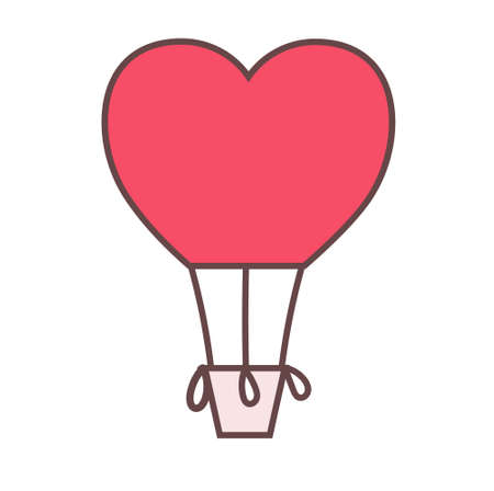 Heart-shaped hot air balloon. Valentines day icon. Vector illustrationのイラスト素材