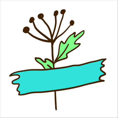 Colourful tape clipart. Taped herb. Torn paper vector.のイラスト素材