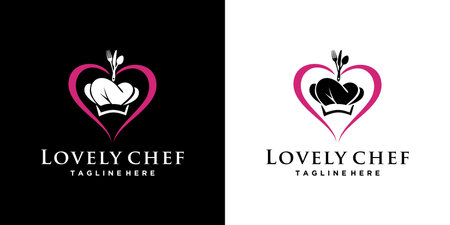 Chef and heart logo design for business with creative elementのイラスト素材