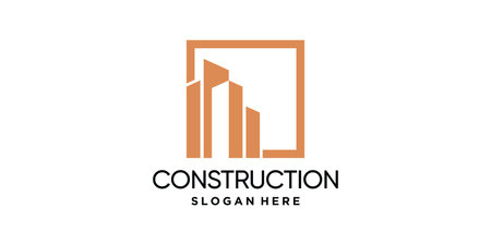 Construction logo design template with square conceptのイラスト素材
