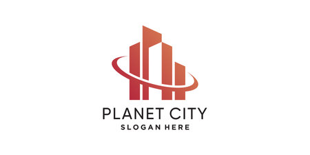 Planet city logo design template with unique conceptのイラスト素材