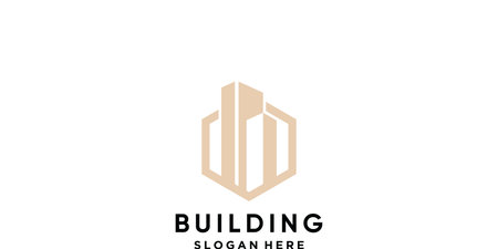 Building logo design template with hexagon conceptのイラスト素材