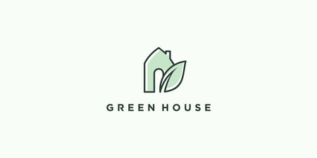 Green house logo design modern concept Premium Vectorのイラスト素材