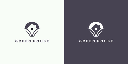 Green house logo design modern concept Premium Vectorのイラスト素材