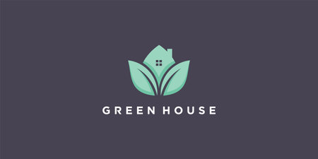 Green house logo design modern concept Premium Vectorのイラスト素材