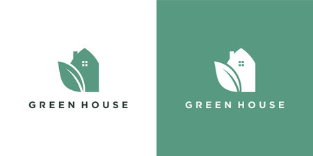 Green house logo design modern concept Premium Vectorのイラスト素材