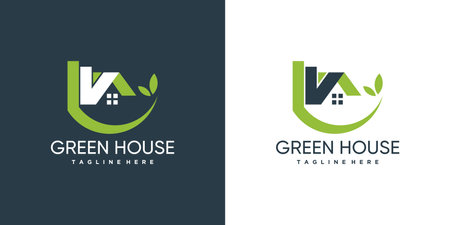 Green house logo design template with modern conceptのイラスト素材