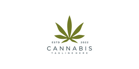 Cannabis logo with creative concept Premium Vectorのイラスト素材