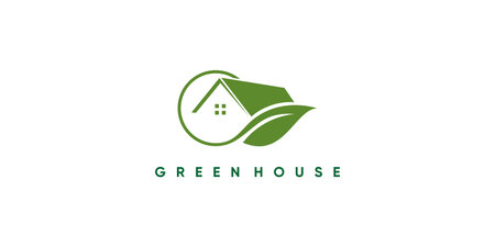 Green house logo design with creative modern concept Premium Vectorのイラスト素材