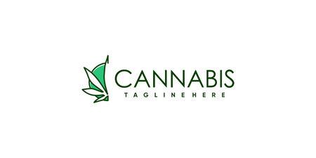 Cannabis logo with creative concept Premium Vectorのイラスト素材