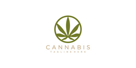 Cannabis logo with creative concept Premium Vectorのイラスト素材