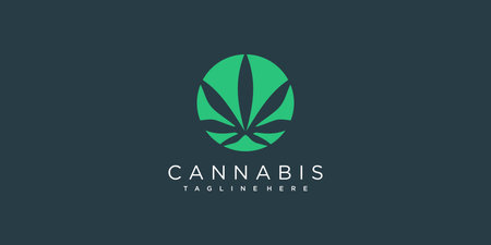 Cannabis logo with creative concept Premium Vectorのイラスト素材