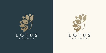 Beauty logo with lotus concept Premium Vectorのイラスト素材