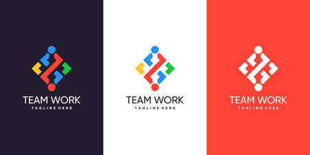 Team work logo design with modern style Premium Vectorのイラスト素材