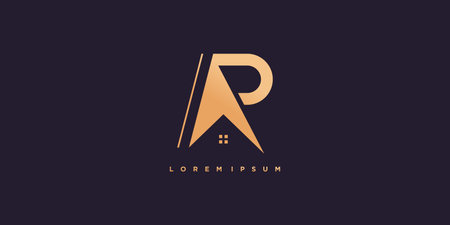 Letter R logo design with house concept Premium Vectorのイラスト素材