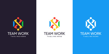Team work logo design with modern style Premium Vectorのイラスト素材