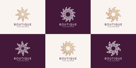Boutique logo design collcetion Premium Vectorのイラスト素材