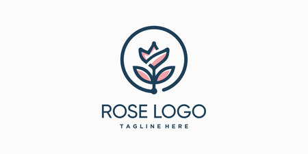 Rose logo design with modern beauty line art style Premium Vectorのイラスト素材