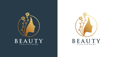 Beauty icon logo template for woman Premium Vectorのイラスト素材