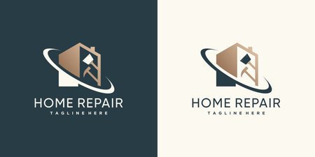 Home repair logo design template with modern concept Premium Vectorのイラスト素材