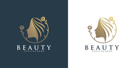 Beauty icon logo template for woman Premium Vectorのイラスト素材