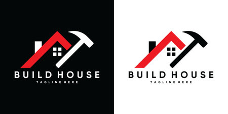 Build house logo design template with unique concept Premium Vectorのイラスト素材