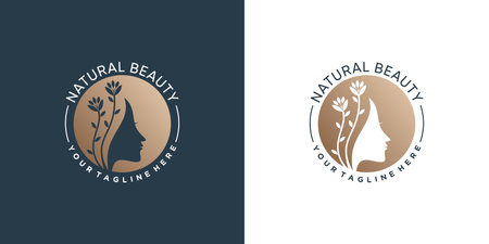 Natural beauty icon logo template for woman Premium Vectorのイラスト素材