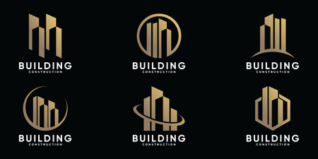 Set of building logo design template for business construction Premium Vectorのイラスト素材
