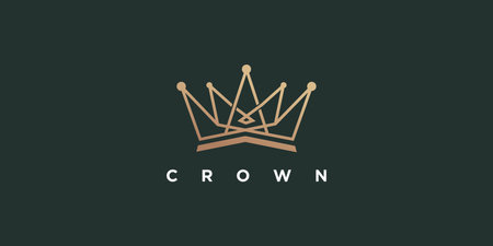 Crown logo design with modern line art style Premium Vectorのイラスト素材