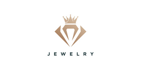 Diamond logo design with crown concept Premium Vectorのイラスト素材