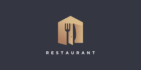 Food house logo design with modern concept Premium Vectorのイラスト素材