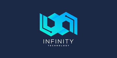 Infinity logo with tech design Premium Vectorのイラスト素材