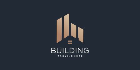 Building logo design template with unique concept Premium Vectorのイラスト素材