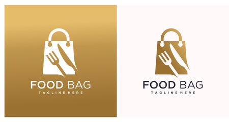 Food bag logo design with creative modern concept Premium Vectorのイラスト素材