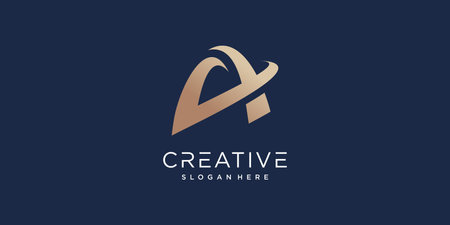 Letter logo A with golden creative concept Premium Vectorのイラスト素材