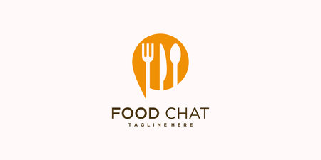 Food chat logo design with creative modern concept Premium Vectorのイラスト素材