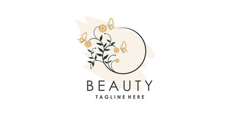 Flower logo design with creative beauty concept Premium Vectorのイラスト素材