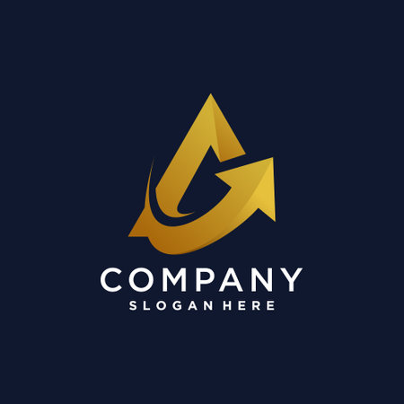 Letter A with golden arrow conceptのイラスト素材