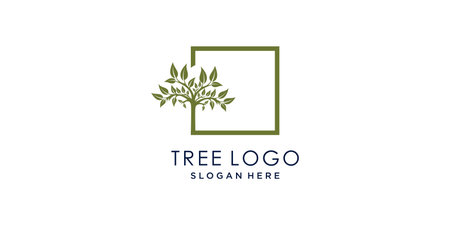Nature logo design vector with tree and leaf styleのイラスト素材