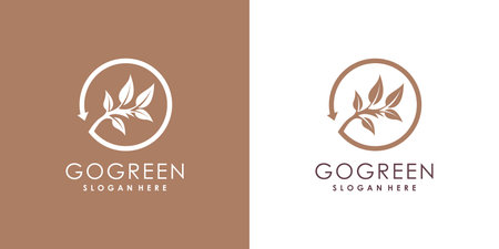 Nature logo design vector with tree and leaf styleのイラスト素材