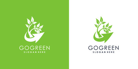 Nature logo design vector with tree and leaf styleのイラスト素材
